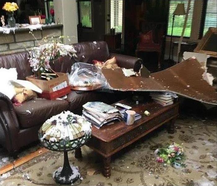roof collapsed on living room