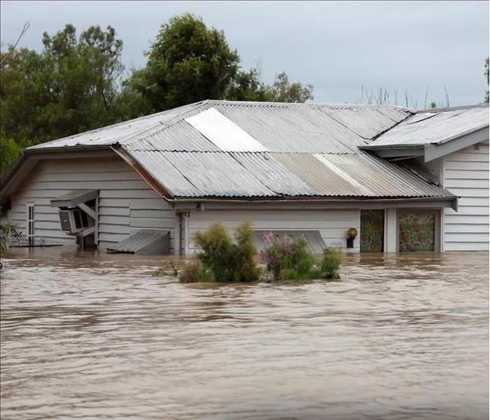 House in floodwater. 